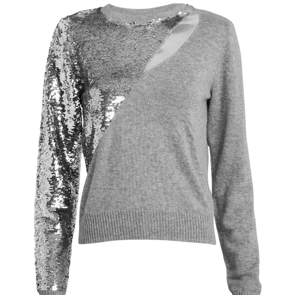 RtA - NWT Teagan Slashed Sequined Cut Out Pullover Sweater Sz L